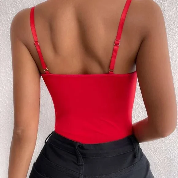 RED LACE BODYSUIT CHIC CLASSY SEXY - Picture 5 of 6